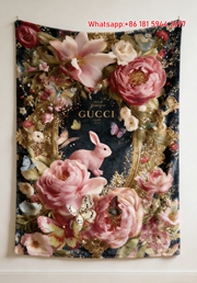 Gucci Pink Bunny throw Blanket Midnight Blossom & Rabbit Art IMG_2761
